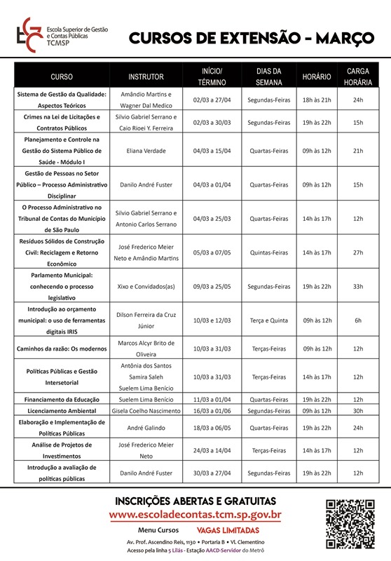 Cursos de Março 