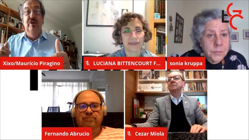 Luciana Fevorini, Fernando Abrucio, Sônia Kruppa e Cezar Miola, integrantes da mesa 01 desta sexta-feira (4)