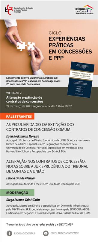 Alteração e extinção de contratos de concessões é tema de ciclo de webinar Experiências Práticas em Concessões e PPP